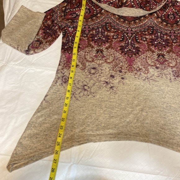 One World 90’s style cowl neck sweater boho poly spandex women’s large - Picture 7 of 10